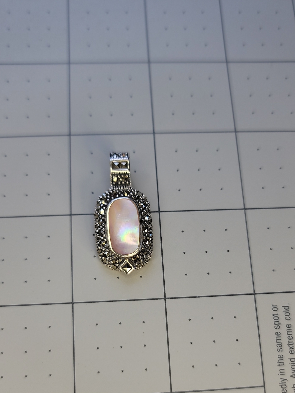 Sterling Silver Mother-of-Pearl Pendant Witj Marcasite Accents Necklace